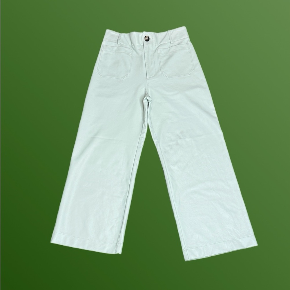 Maeve by Anthropologie The Collette Faux Leather Wide Leg Crop Pants Mint Sz 28